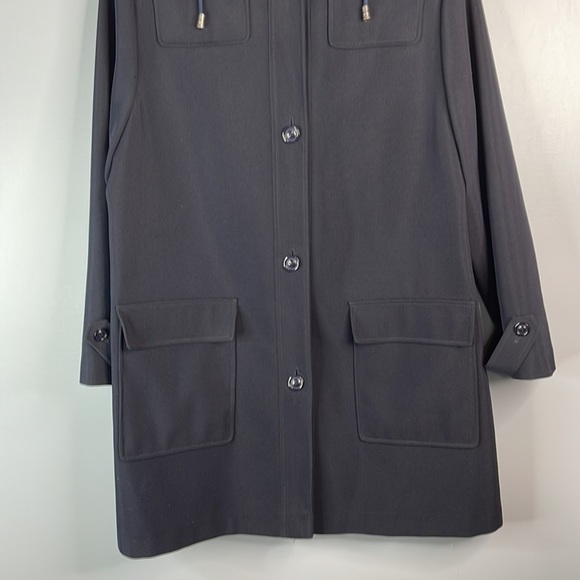 VINTAGE Fen-Nelli Signature Navy Blue Button Front Jacket Removable Hood Size 10 - Picture 4 of 12